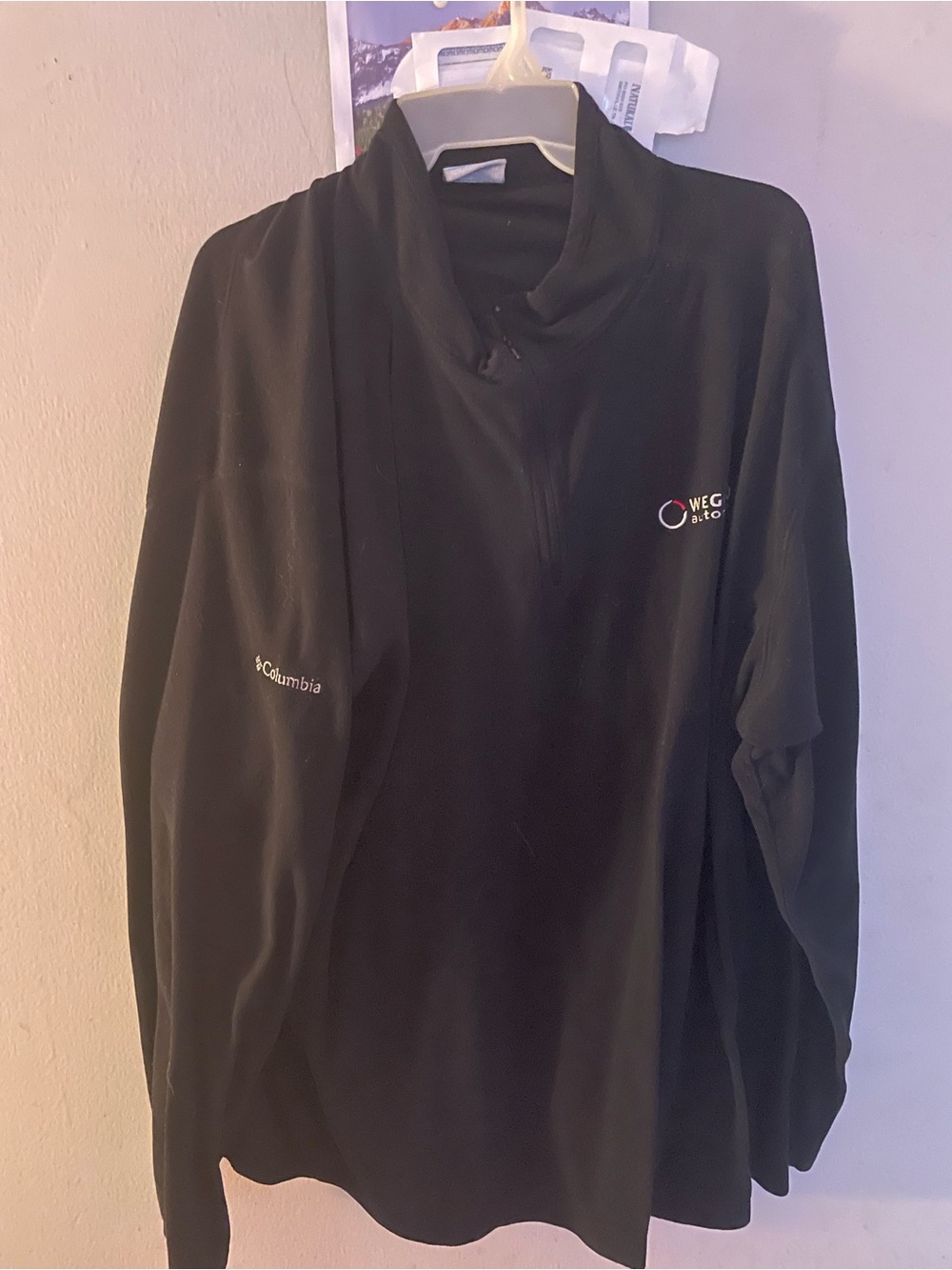Columbia Black Fleece Pullover with Blue Logo Tag